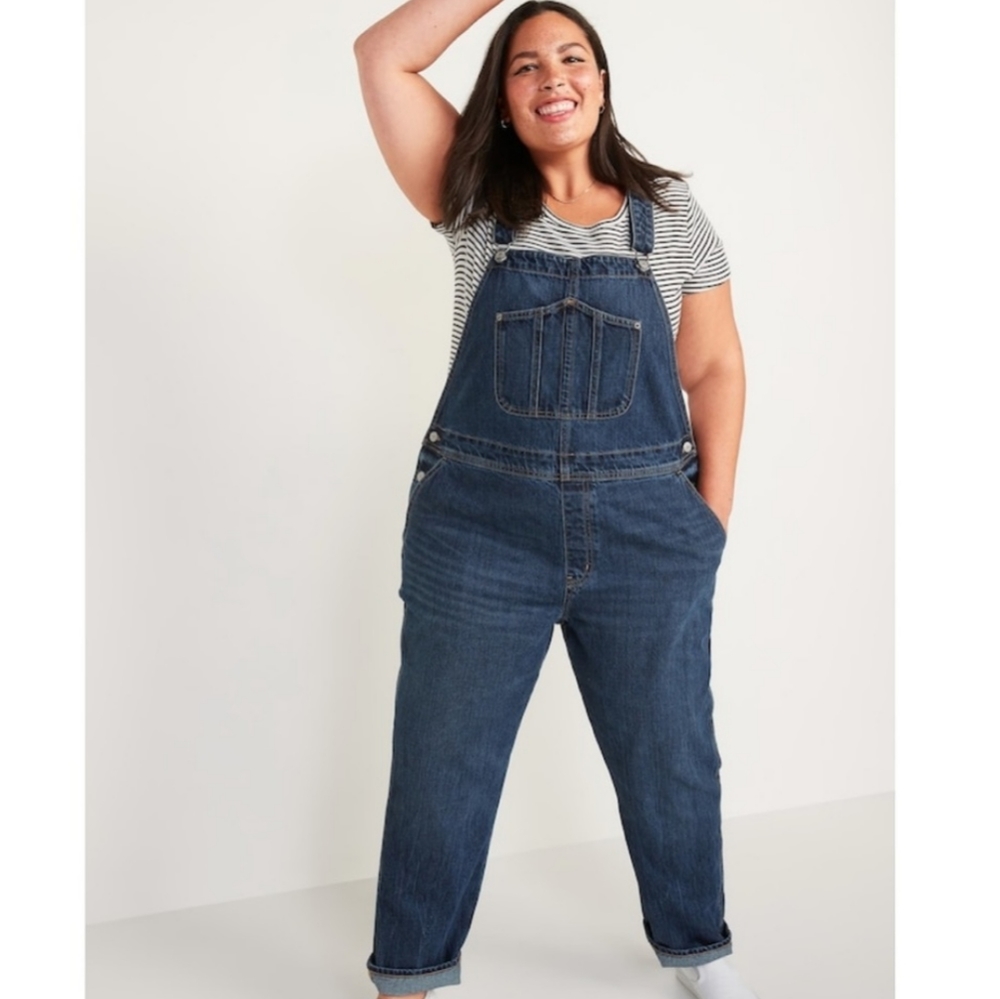 NWT Old Navy Dark Wash Slouchy Workwear Overalls 28
